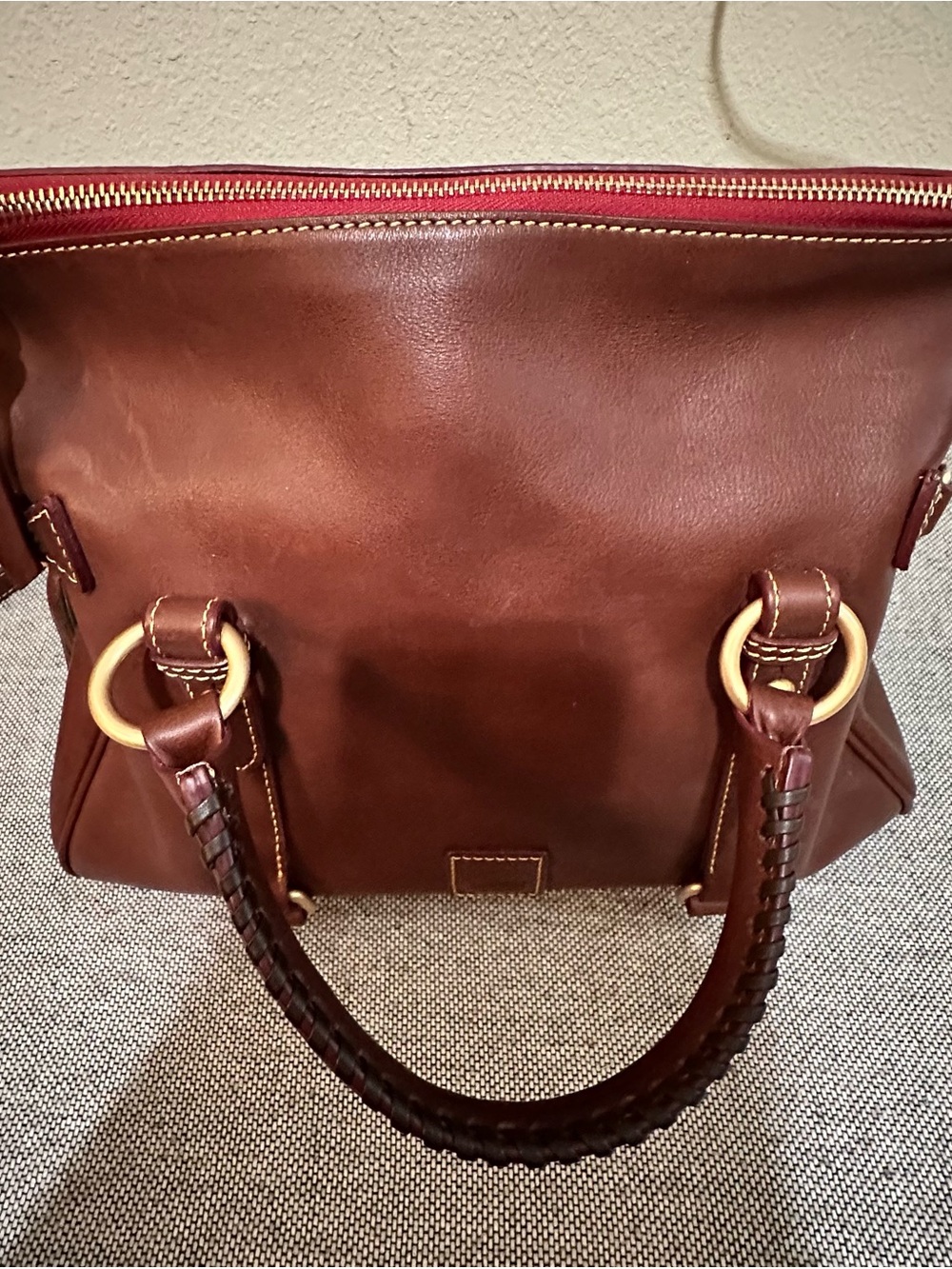Dooney & Bourke Florentine Large Satchel Chestnut Leather Crossbody EUC - Picture 9 of 16